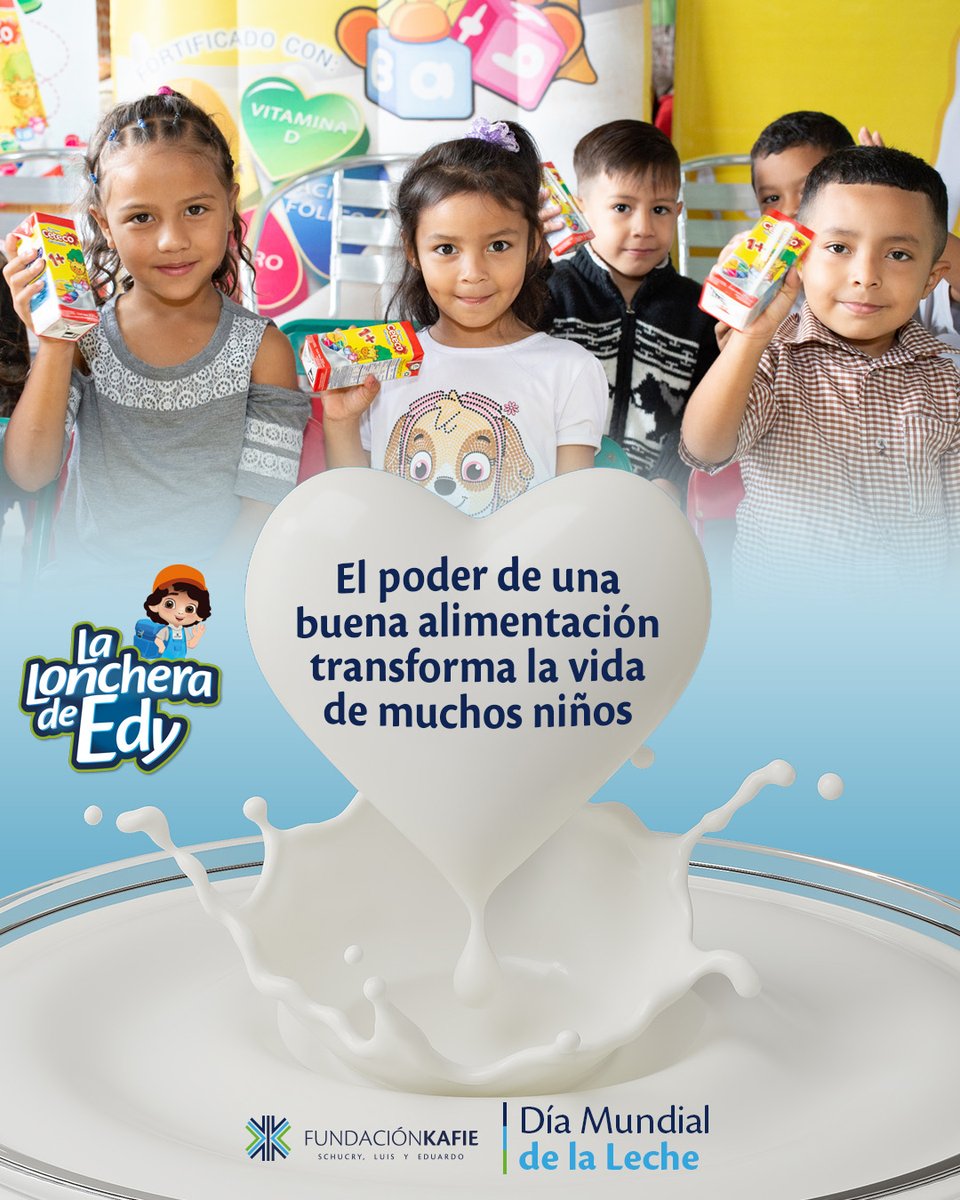 ¡Hoy celebramos el Día Mundial de la Leche! En Fundación Kafie, reconocemos la importancia de este alimento esencial para la nutrición y el desarrollo saludable de los niños. 🥛🌍🥳