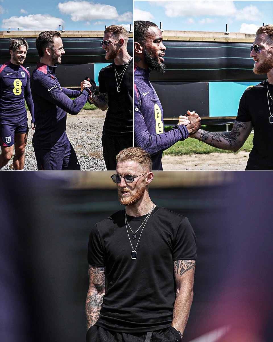 Cricket star Ben Stokes linked up with the England players at training camp ahead of the Euros 🤝