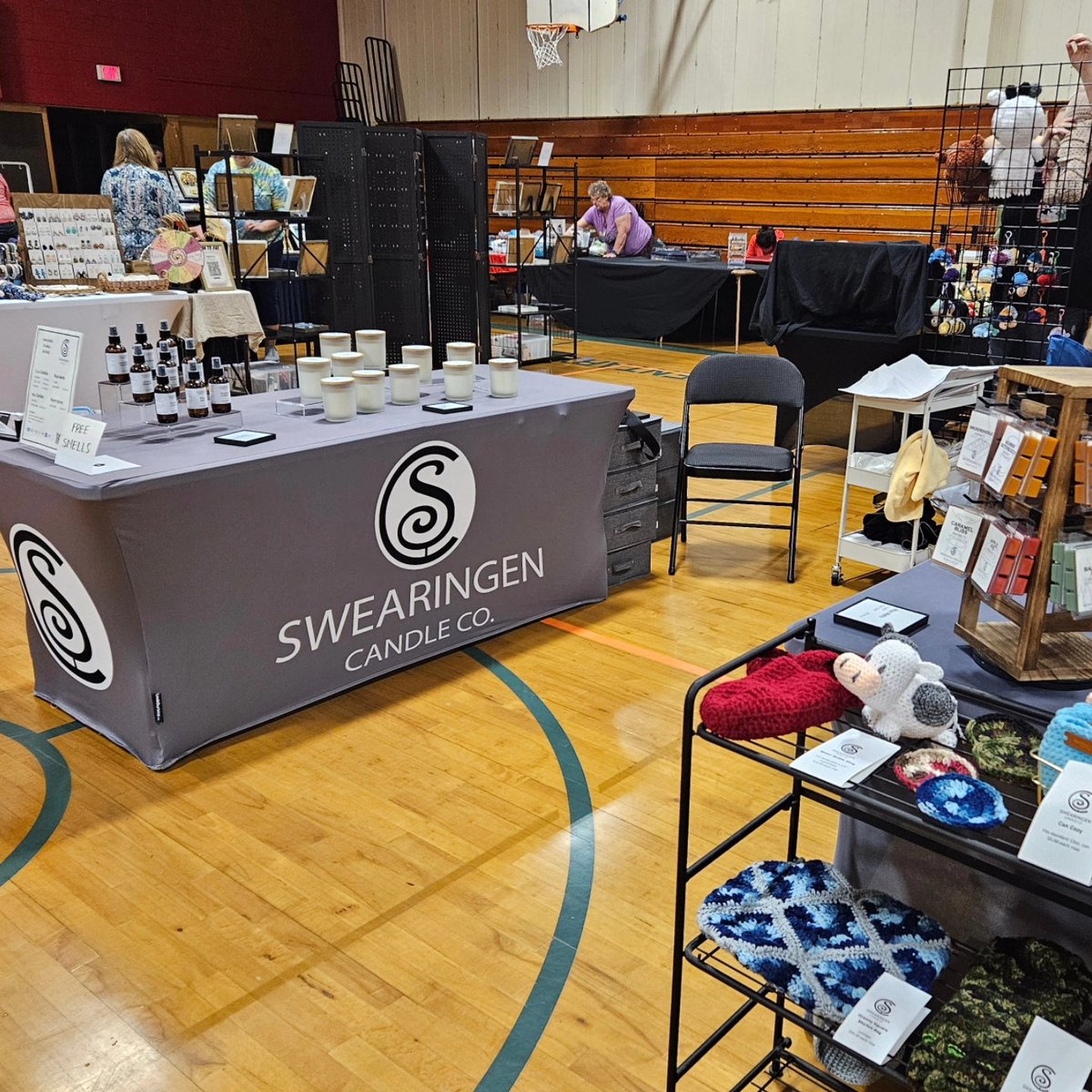 swearcandleco's tweet photo. Good Morning, from rainy Cameron Wisconsin! We're at the Camerama Craft Show at the old school. So thankful we have an indoor table! If you're driving around enjoying your beautiful Saturday, please swing by and say hello!

#handmadecandles #craftshow #craftsale #candlemaking https://t.co/P6xzc64aPs