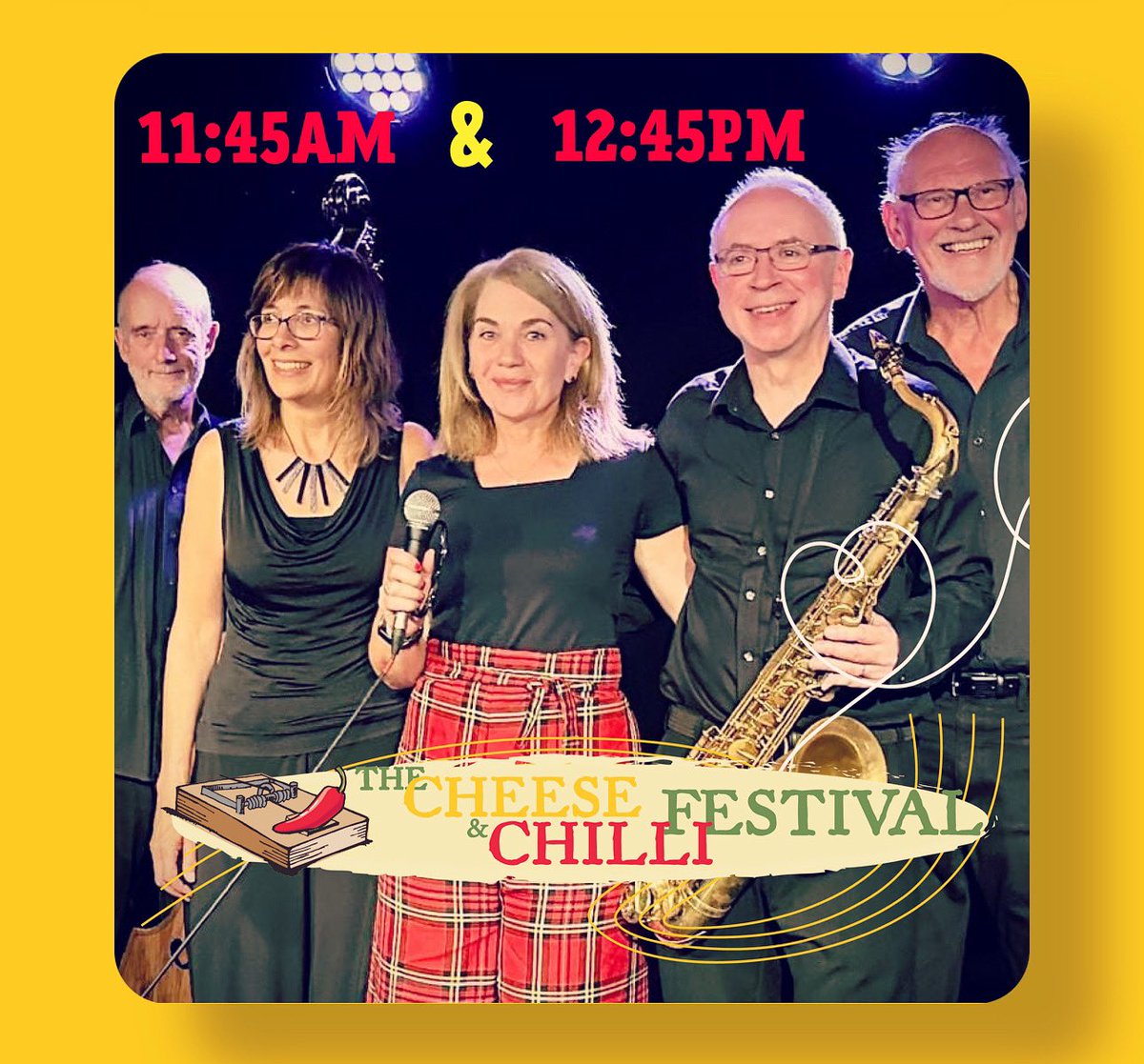 Come and see us at the Guildford Cheese and Chilli festival. 20th July 🥁🎷🎹🎤😎