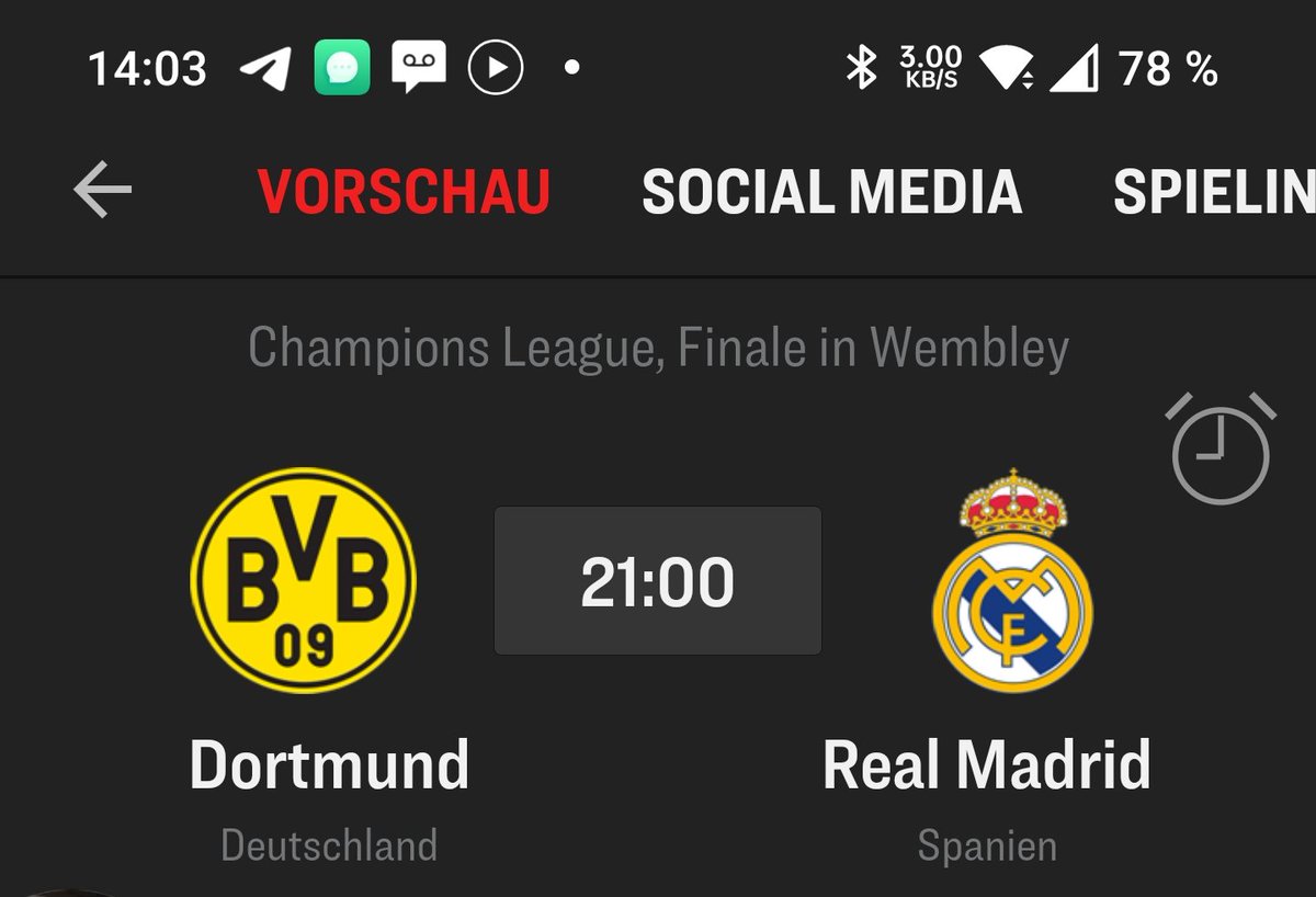Das hätte ich nie von mir gedacht - ich wünsche Real den Sieg!!! 🏆
Der vermeintlich den 'einfachen Leuten' im Pott verbundene Traditionsverein (???) BVB lässt sich bald durch Kriegsgewinnler 💣 Rheinmetall finanzieren! PFUI TEUFEL! 🤮👺 Vollständiger moralischer Abstieg! 🖕🏼👎🏼