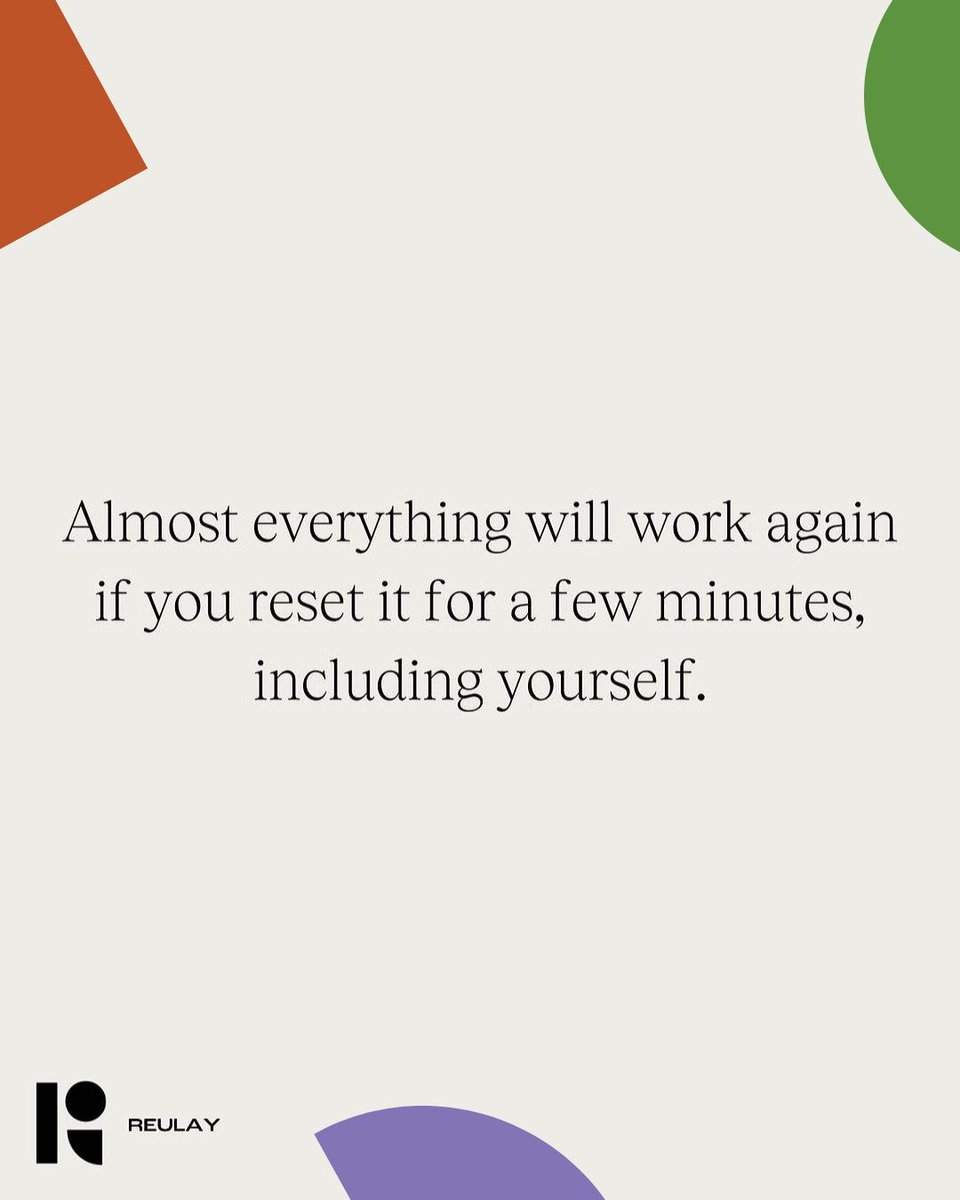 Almost everything will work again if you reset it for a few minutes, including yourself 🧘‍♂️⁠

#wellbeing #mentalhealth
