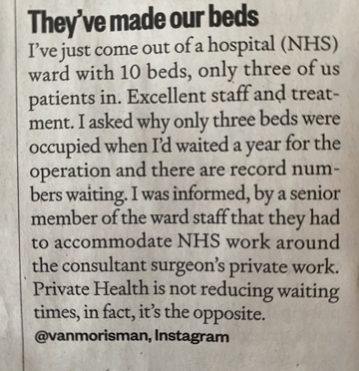 Reason a thousand and one on why we need a fully funded, publicly owned &amp; run NHS for people &amp; NOT profit. 

Are you listening, <a href="/wesstreeting/">Wes Streeting</a> ? We will be holding you to account on this!