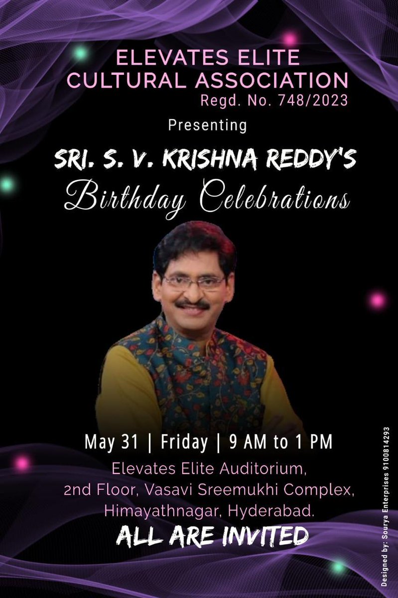 santoshamsuresh's tweet image. Elevates Elite Cultural Association Celebrated Director #S.v.KrishnaReddy Garu Birthday 

Birthday wishes to Director #SVKrishnaReddy garu✨  

#hbdsvkrishnareddy  #svkrishna #SureshKondeti @santoshamsuresh