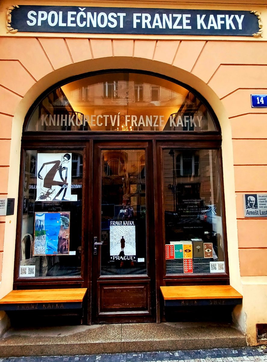 Very fancy bookstore! We are in Prague to honor Kafka on the 100th anniversary of his death.