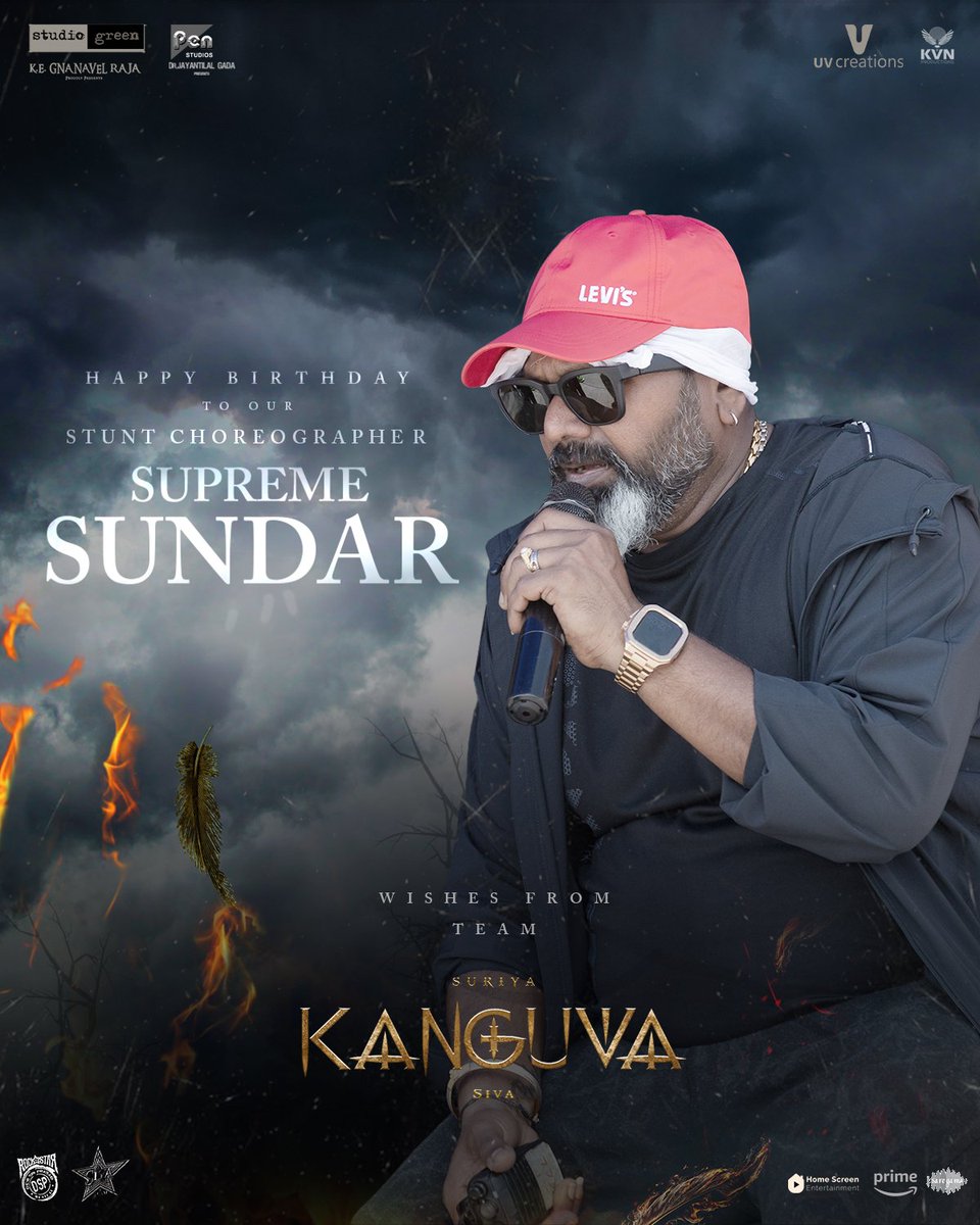 A master of thrills and fearless force, @supremesundar sir! Your daring stunts set the standard for excellence 💪🏻 Happy Birthday to our stunt master #SupremeSundar sir Wishing you an adventurous and amazing year ✨ From team #Kanguva 🗡️ @Suriya_offl @DishPatani @thedeol