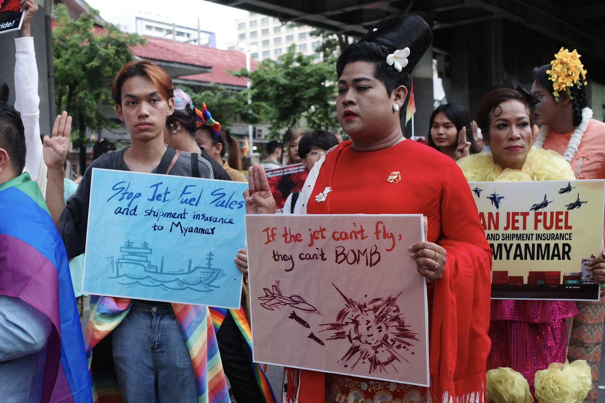 lattapoljir's tweet photo. Free #Myanmar and #Gaza: no liberation for some of us without liberation for all of us #BangkokPride #BangkokPride2024 https://t.co/LFhTclE4TE