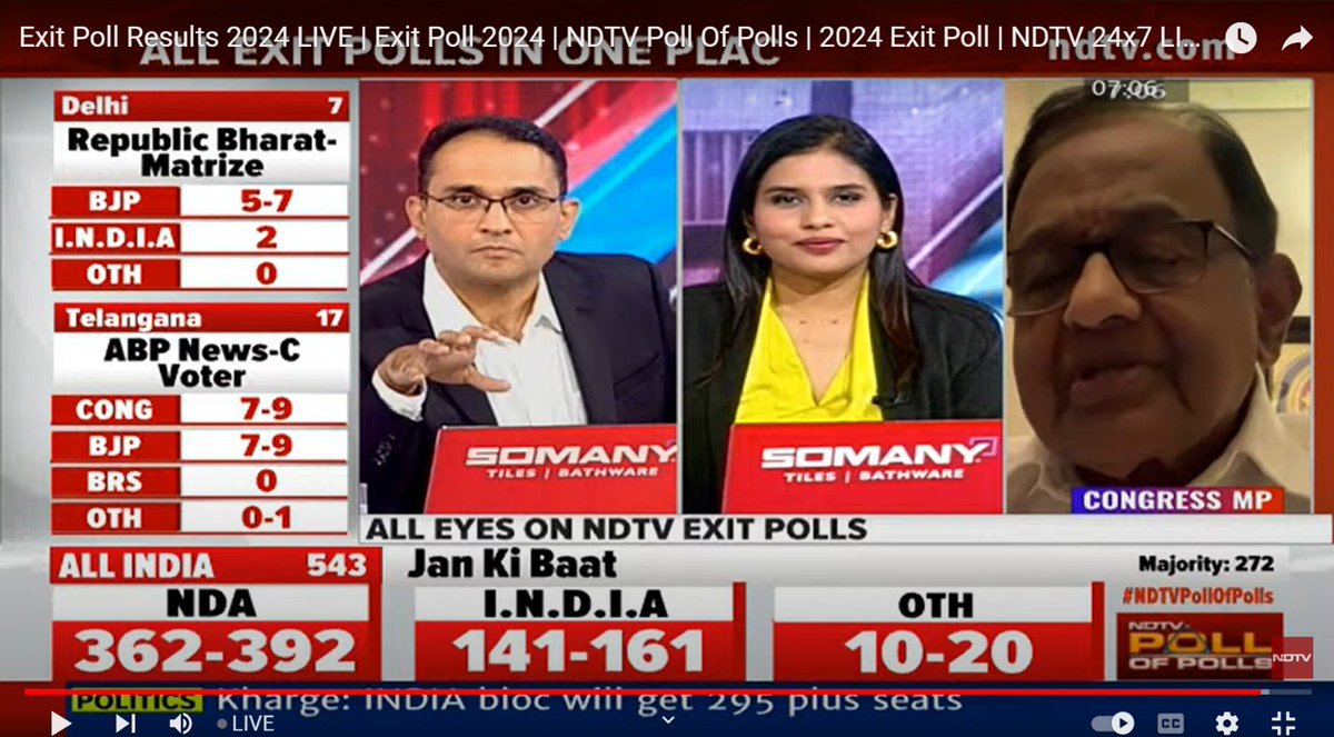 Everyone's discussing exit polls, but only NDTV dives into the details. 
They report I.N.D.I.A. trailing behind NDA in Delhi. Will the I.N.D.I.A Alliance's mirage fade? Let's see on June 4th. #NDTVPollOfPolls <a href="/ndtv/">NDTV</a>

ndtv.com/livetv-ndtv24x…