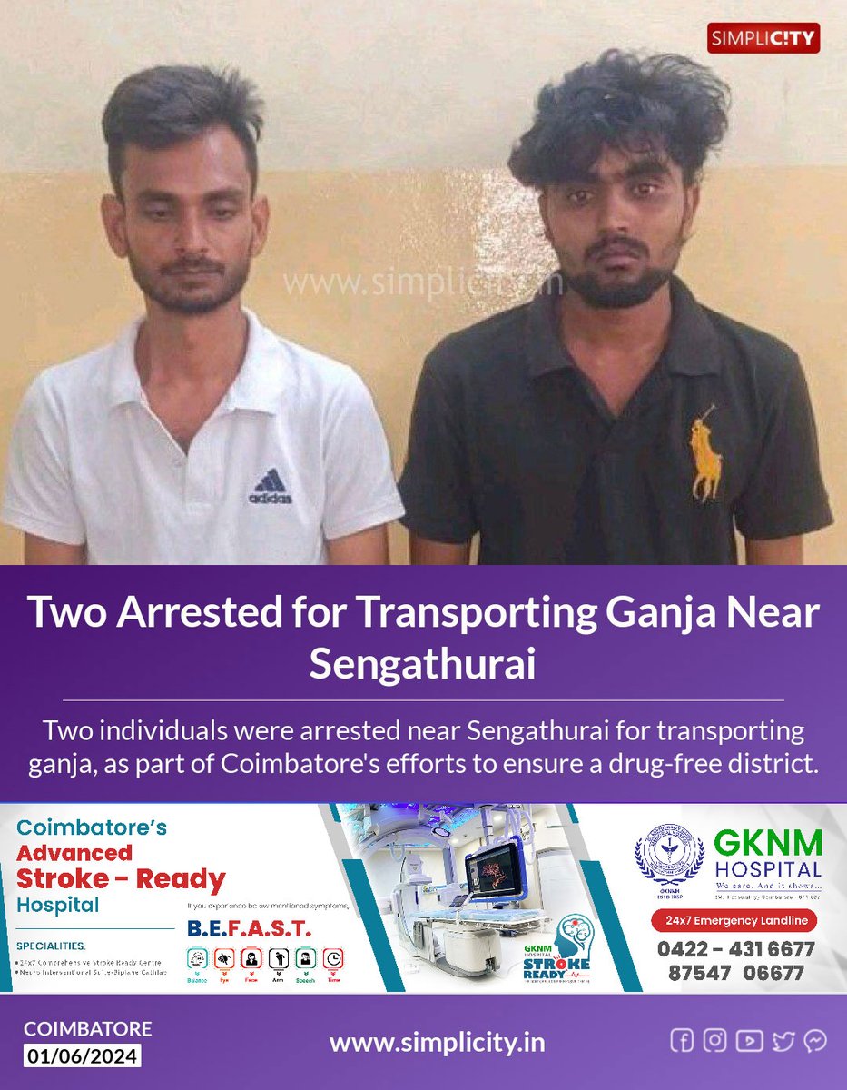 Two Arrested for Transporting Ganja Near Sengathurai simplicity.in/coimbatore/eng…