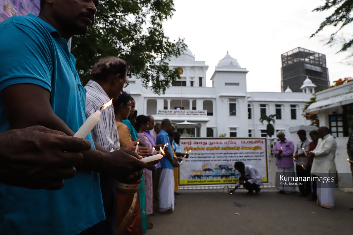 TNPF organized a commemoration event this evening to mark the 43rd anniversary of the burning of the iconic #Jaffna Public Library.

#Weremember ❤️💛