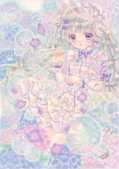 「grey hair purple eyes」 illustration images(Latest)