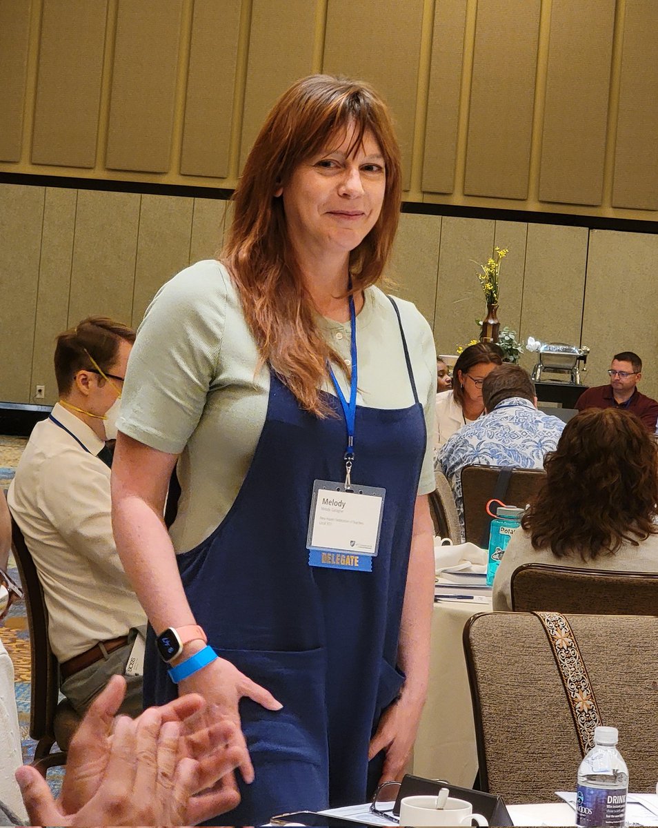 NHFT933's tweet image. NHFT Executive Board member, Wilbur Cross Art Teacher and Rockstar Delegate Melody Gallagher is recognized for her participation in the Connecticut AFL-CIO Labor Leadership Academy at the AFT Connecticut Convention. 

#AFTCT24 #WritingOurFuture #UnionYes