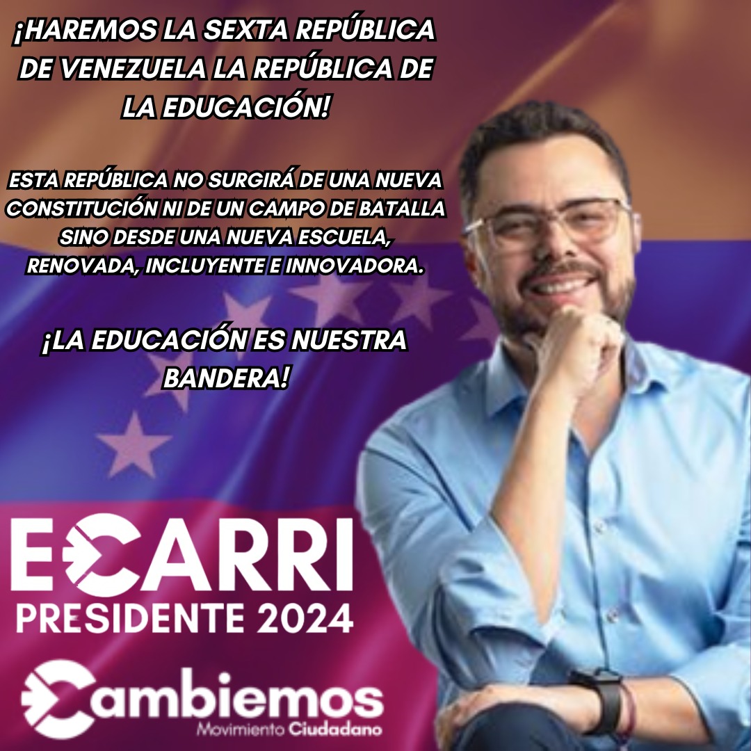 #ecarripresidente2024
#cambiemosconecarri

<a href="/aecarri/">Antonio Ecarri A.</a> <a href="/TimoteoZambrano/">Timoteo Zambrano</a> <a href="/CambiemosMC/">Cambiemosmc</a>