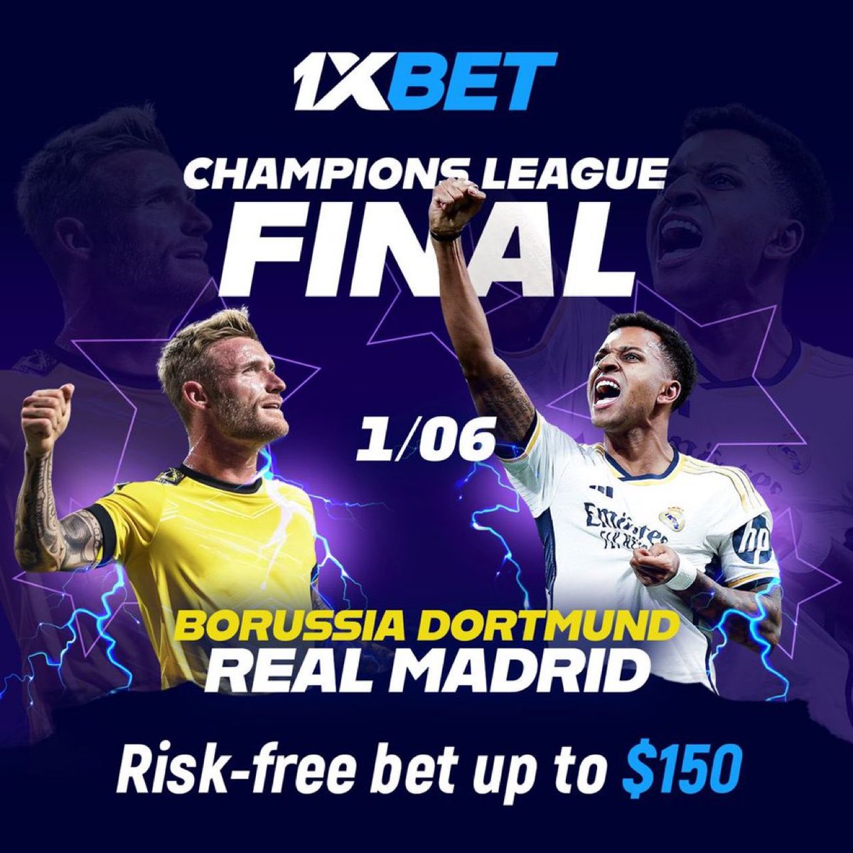 GriziBets's tweet photo. #Dortmund vs #RealMadrd
7150₺ Spor HoşGeldin Bonusu ve Ekstra #Cashback 1xbet'te
#1xbet Giriş: https://t.co/WNbJ5AzDVI
PROMO KOD 👉19200
dizipal Arda Güler #elsed Ligden, champions leaugue casibom #casino babilonbet denemebonusu DORRMA #cryptocurrency #BTC UCLfinal UCL UEFA https://t.co/RBHyL5mtPx