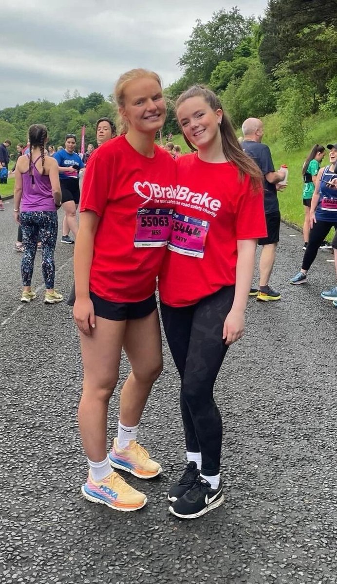 Last week Katy and Jess ran the Edinburgh 10K, raising £2,000 for Brake! In 2023, Jess was involved in a serious road crash, which inspired her and Katy to fundraise for Brake. Congratulations an thank you, we are so grateful for your support! justgiving.com/page/jessandka…