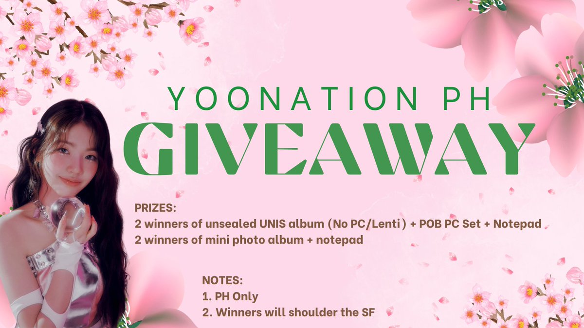 YoonationPH's tweet photo. Hi, everyone! To celebrate the creation of YooNation PH, we invite you to join our simple giveaway!!!

Mechanics:
1. Follow @YoonationPH 
2. Like and RT this post
3. Describe Oh Yoona in three (3) words

#YOONA #오윤아 #オユナ
#UNIS #유니스 
#YooNationPH https://t.co/vHqI52GtSu