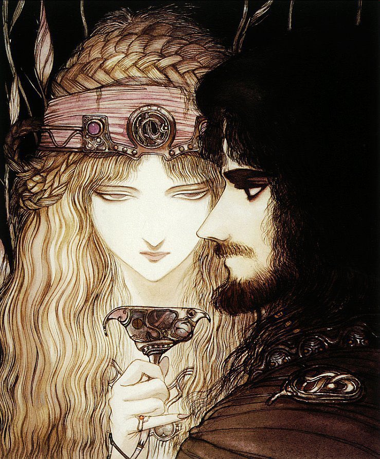 Art of the Celtic legend of Tristan and Isolde by Japanese artist Yoshitaka Amano