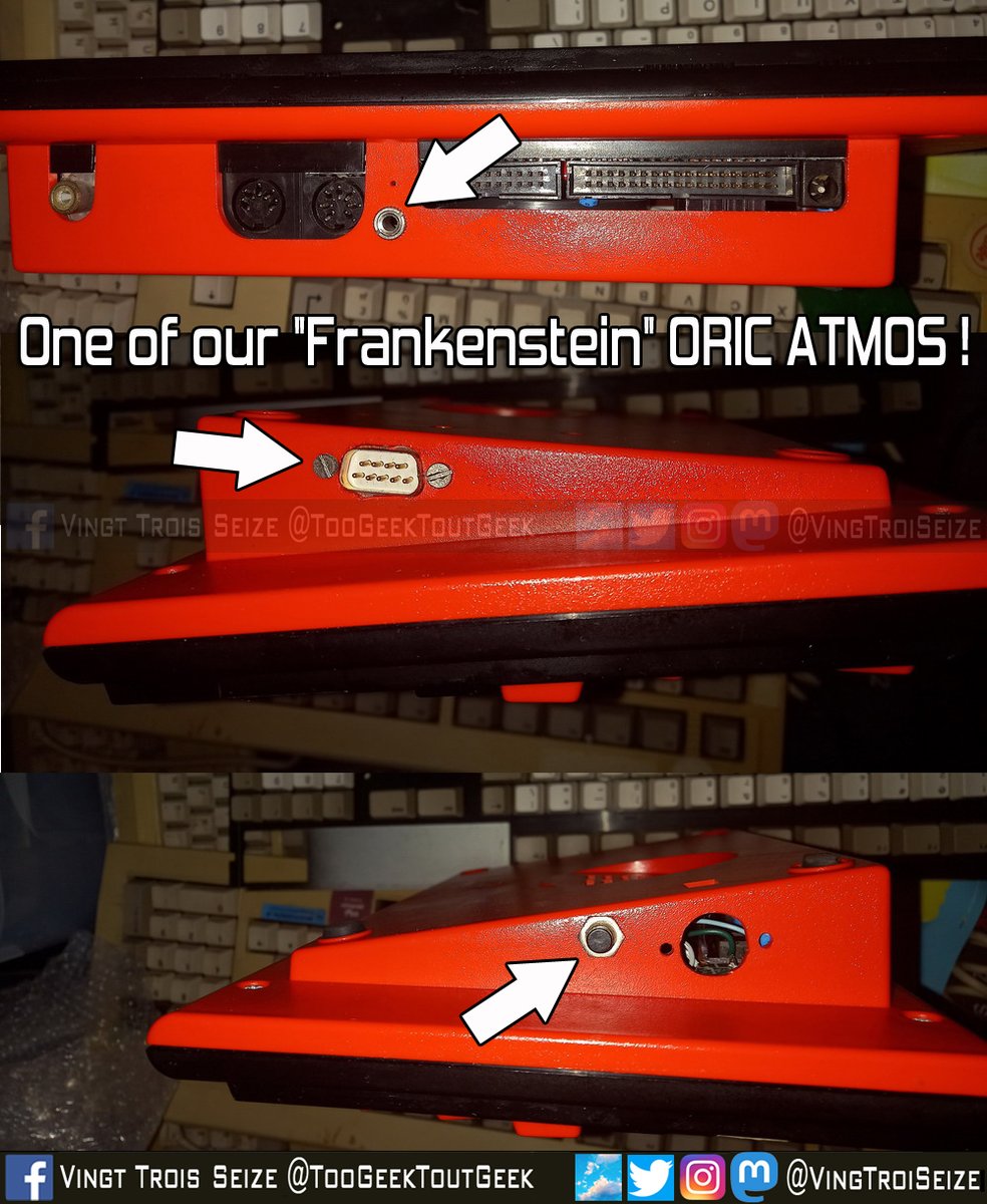 VingTroiSeize's tweet photo. Our ORIC ATMOS - Model "Frankenstein"
#ORIC #OricATMOS #Tangerine #Eureka #8bit #CPU6502 #retrogaming #retrocomputer #lORICiels #videogames #80s #90s #Geek https://t.co/71FNgNqw2l