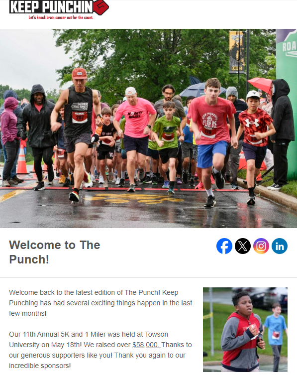 The latest edition of our newsletter, The Punch, is out now! 📰✨ Don't miss out on the latest updates and stories. Check it out here: The Punch Newsletter 💥

keeppunching.dm.networkforgood.com/emails/welcome…

#Newsletter #ThePunch #LatestUpdates #StayInformed