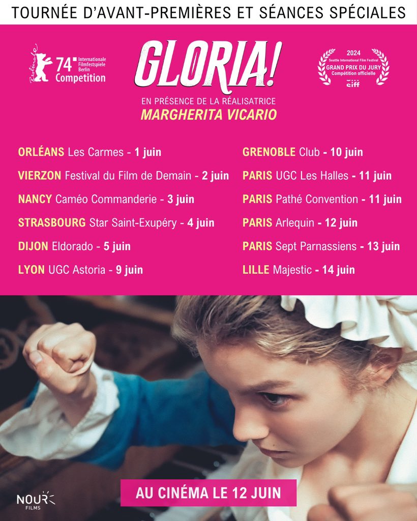 Accompagno “GLORIA!” in giro per la France 🇫🇷🇫🇷🇫🇷  ci vediamo in giro alors! 
<a href="/nourfilms_/">Nour Films</a>