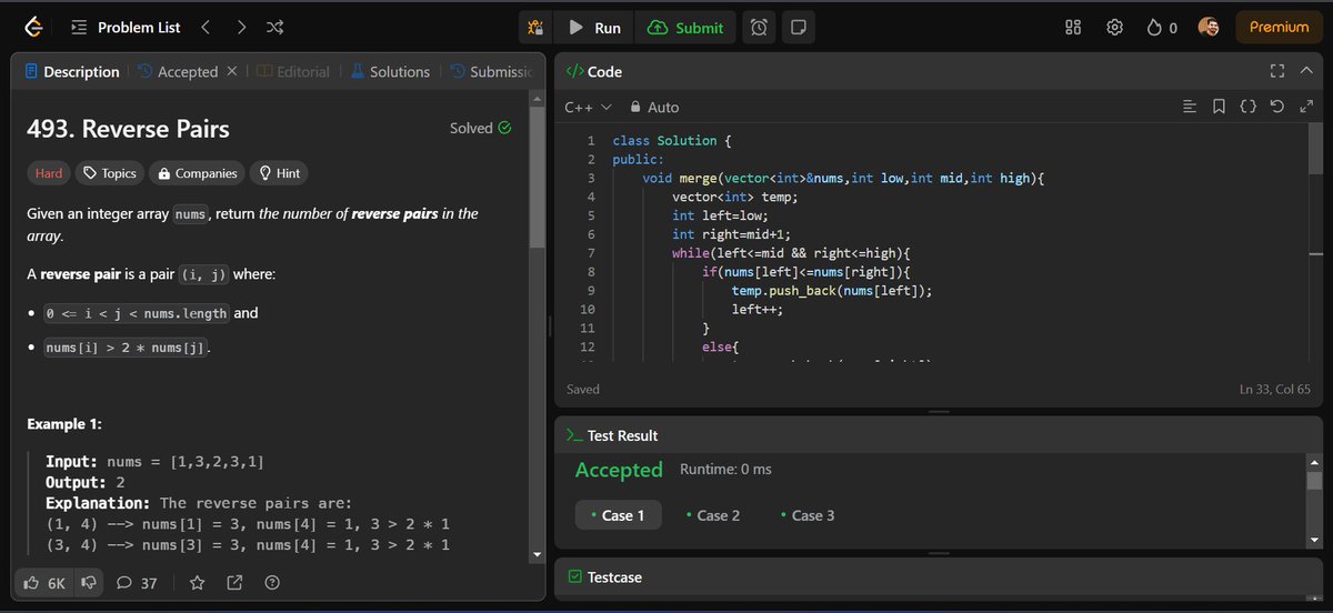 Srinath47902542's tweet image. 🚀 Day 8 of #30DayCodingChallenge: Today, I tackled two challenging problems! 

1️⃣ Spirally Traversing a Matrix:

2️⃣ Reverse Pairs:

Feeling accomplished and ready for more! 💪 Keep pushing boundaries and happy coding! #Coding #Programming #ProblemSolving #KeepLearning