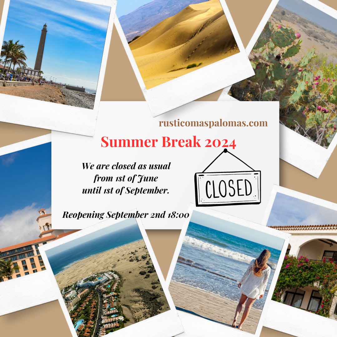 RusticoTapas's tweet image. We are closed now until September. See you again September 2nd after a happy and relaxing summer!