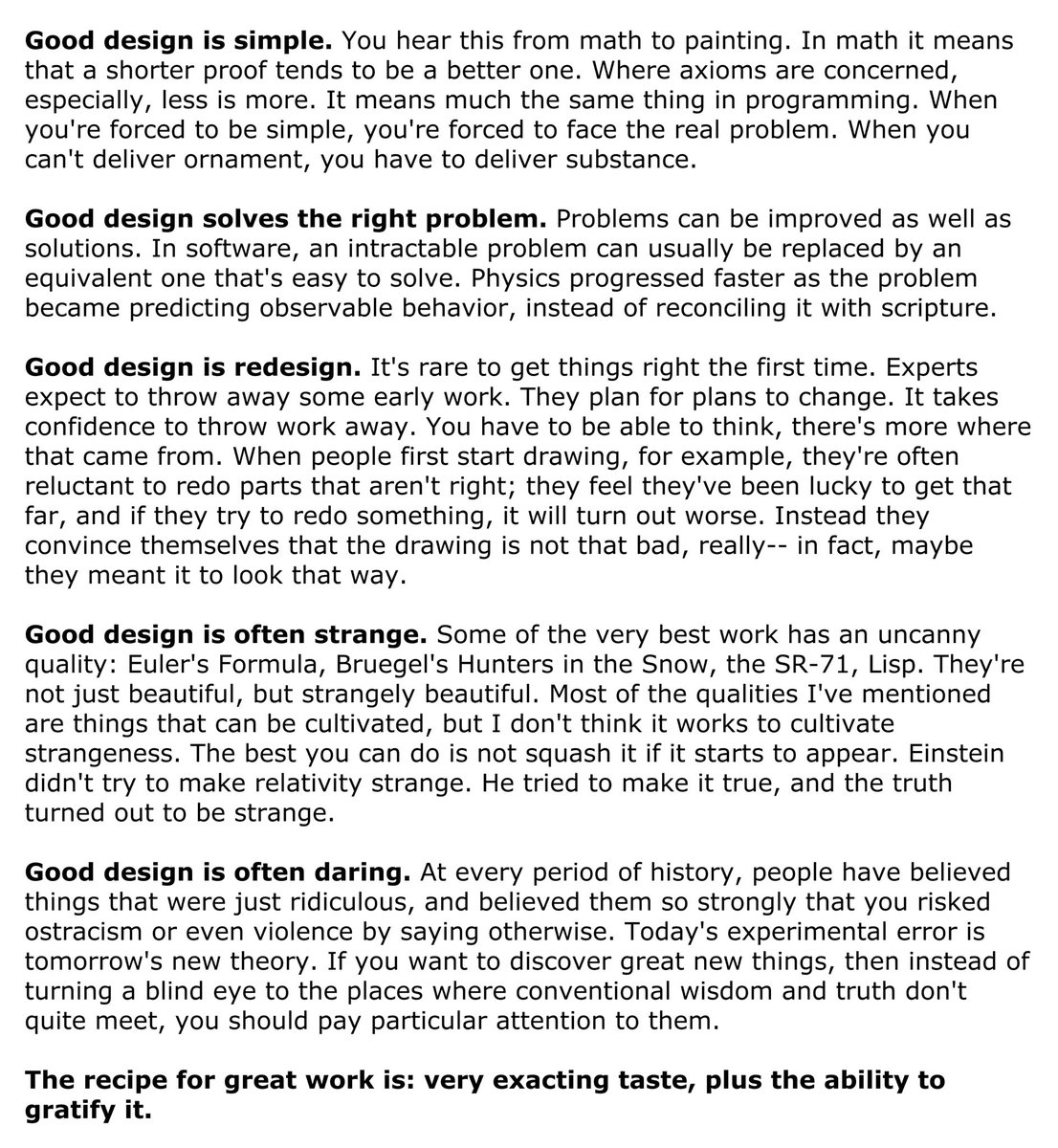 keshavchan's tweet image. paul graham on good design