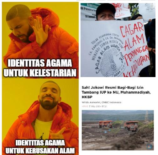 Alih alih menggunakan agama sebagai bagian dari pelestarian alam, justru dilibatkan dalam perusakan lingkungan hidup.