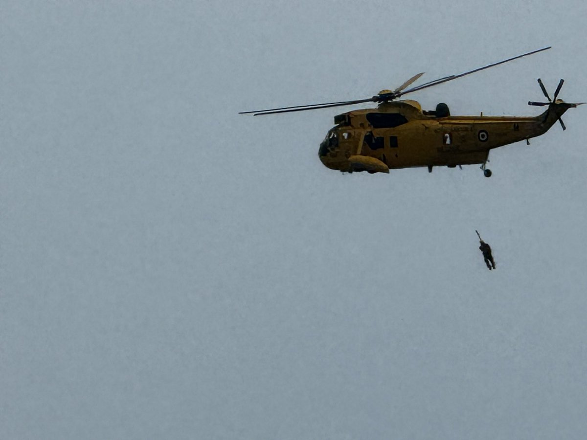 The Sea King  back in the skies over Devon for the <a href="/RivieraAirshow/">English Riviera Airshow</a> , listen on <a href="/BBCDevon/">BBC Devon</a>