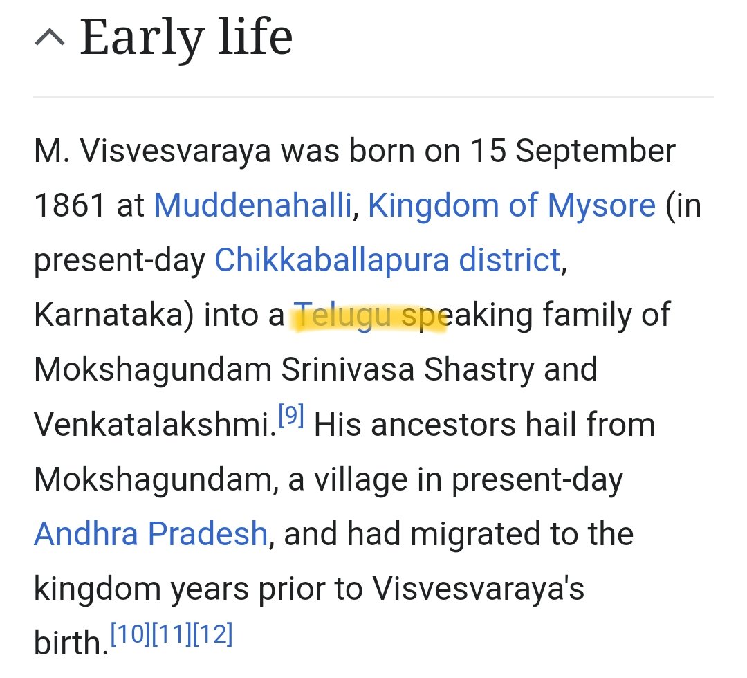 When you look at the early life section of Visvesvaraya, you understand that Kannadas always take credit for others. 
The true Historyless breed.