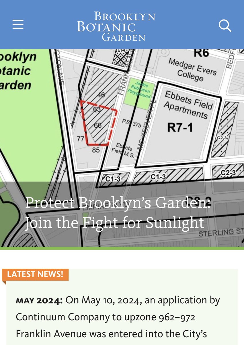 The world famous Brooklyn Botanic Garden is opposing a private developer’s plan to build housing nearby.

Why?

The 14-story buildings would block sunlight, which could harm the garden’s plant + flora collection. 

A clash bet a 113-year-old garden + “build housing everywhere.”