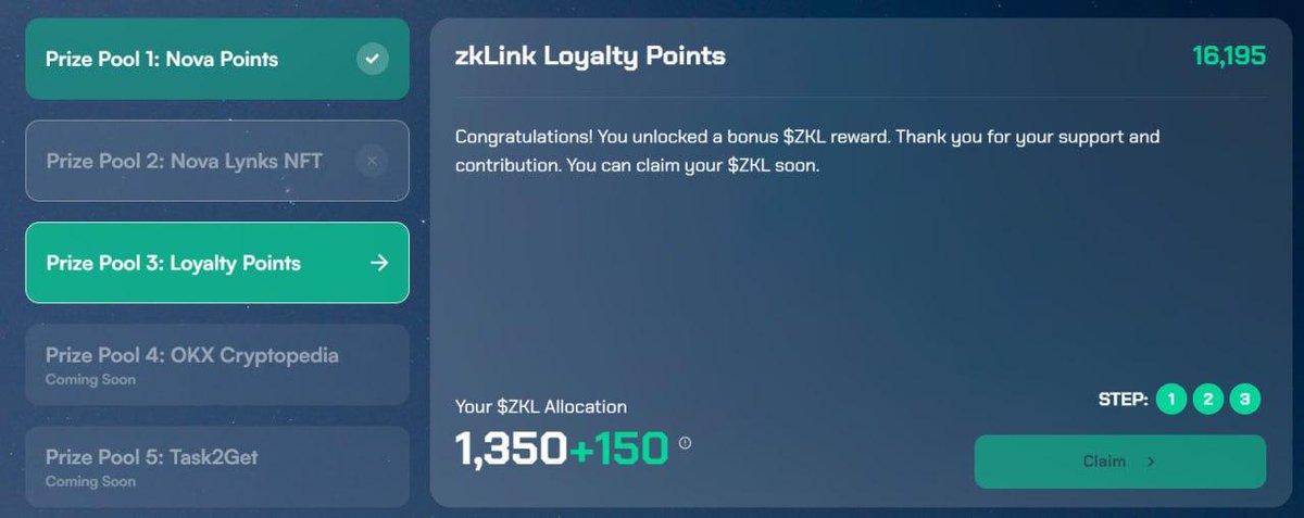 Airdrop by ZKLink Nova start NOW

Participate to claim your exclusive airdrop bonus and bring your friends along to unlock even more $ZKL rewards.

✅ Open link app.zkllnk.io/novadrop
✅ Connect wallet
✅ Claim $ZKL tokens

Goodluck 👍

#zkLink #Novadrop #AggregatedL3 $ZKL #ZK