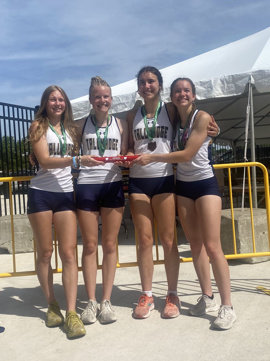 Congratulations to the 4x2 girls team of  Ally Hay, Emma Bozic, Kari Kurko and Paula Incorvati on their new school record (1:42.73) and 4th place finish at the D2 State Meet! All-Ohio! What a race!! Way to go ladies!