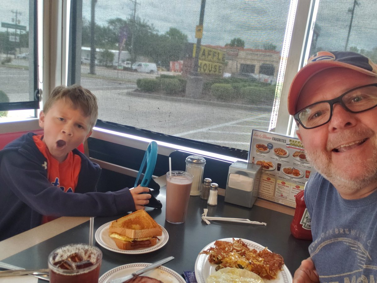tsandg8r's tweet photo. What's cooler?... Sat. morn @WaffleHouse b-fast w/#TreyMaster... or... the gentleman that Trey held the door for on our way in, who got the table ahead of us... paid our bill before he left. #WoW 🥲 #DoGoodGetGood https://t.co/UHDAA6TZtx