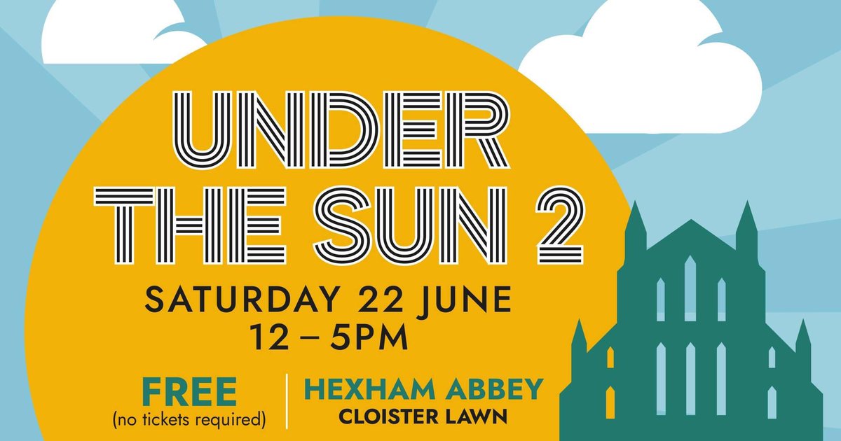 Queen's Hall Arts, Hexham (@queenshall) on Twitter photo ☀️ THREE WEEKS TO GO! Following on from the success of the first Under the Sun event in 2020, come and celebrate 1350 years of <a href="/HexhamAbbey/">Hexham Abbey</a> with music, food and fun at the Etheldreda Festival.
📅 Saturday 22 June
🎟️ FREE
📍 Hexham Abbey, Cloister Lawn
ℹ️ queenshall.co.uk/whats-on/under… ☀️ THREE WEEKS TO GO! Following on from the success of the first Under the Sun event in 2020, come and celebrate 1350 years of <a href="/HexhamAbbey/">Hexham Abbey</a> with music, food and fun at the Etheldreda Festival.
📅 Saturday 22 June
🎟️ FREE
📍 Hexham Abbey, Cloister Lawn
ℹ️ queenshall.co.uk/whats-on/under…