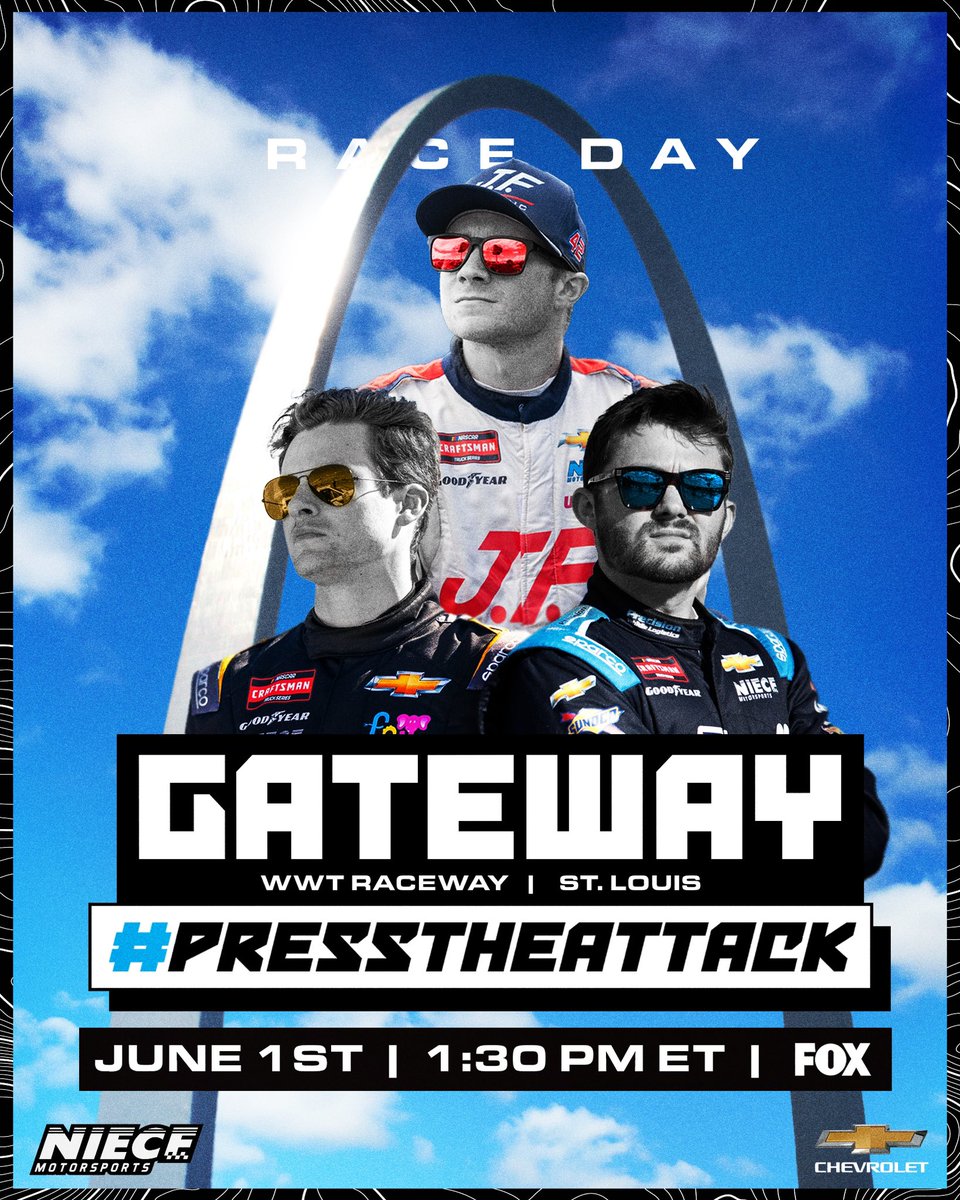 Race day at Gateway! We’re looking to go green this afternoon at 1:30 PM ET on @NASCARONFOX. #PressTheAttack | #TeamChevy