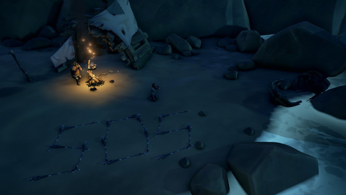 #SoTShot <a href="/SeaOfThieves/">Sea of Thieves</a>  Island Life entry

It's all fun and games until the mermaid stops showing up to get you back to your ship...