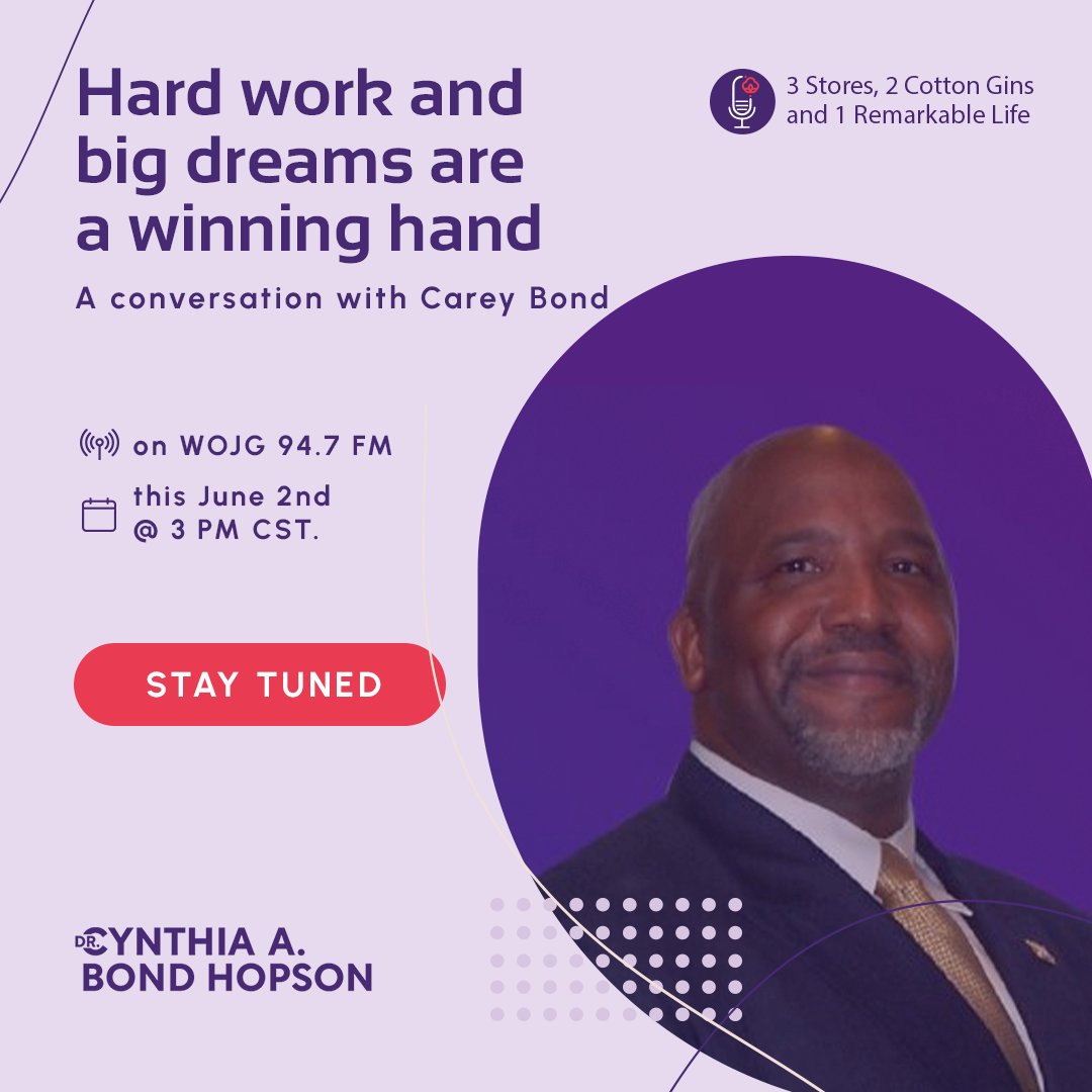 Meet Carey Bond, from small-town America to Iraq, his journey is full of adventures, #lifelessons, #militaryachievements, & #careermilestones. Hear how he faced racism & learned to live authentically.
Tune in to WOJG 94.7 FM tomorrow, June 2, 2024 @ 3PM. 

#RadioShow #Inspiration