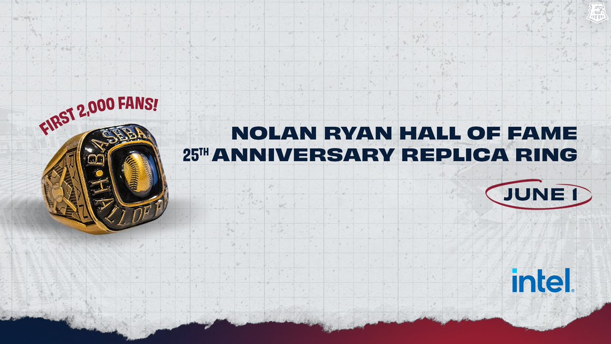 This is a can't-miss giveaway! ⏰ 7:15 p.m. CT 🆚 @epchihuahuas 💍 Nolan Ryan Hall of Fame 25th Anniversary Replica Ring Giveaway, presented by @intel 🏟️ Saturday at the Ballpark, presented by @aplusfcu 🎟️: bit.ly/3IutXnr