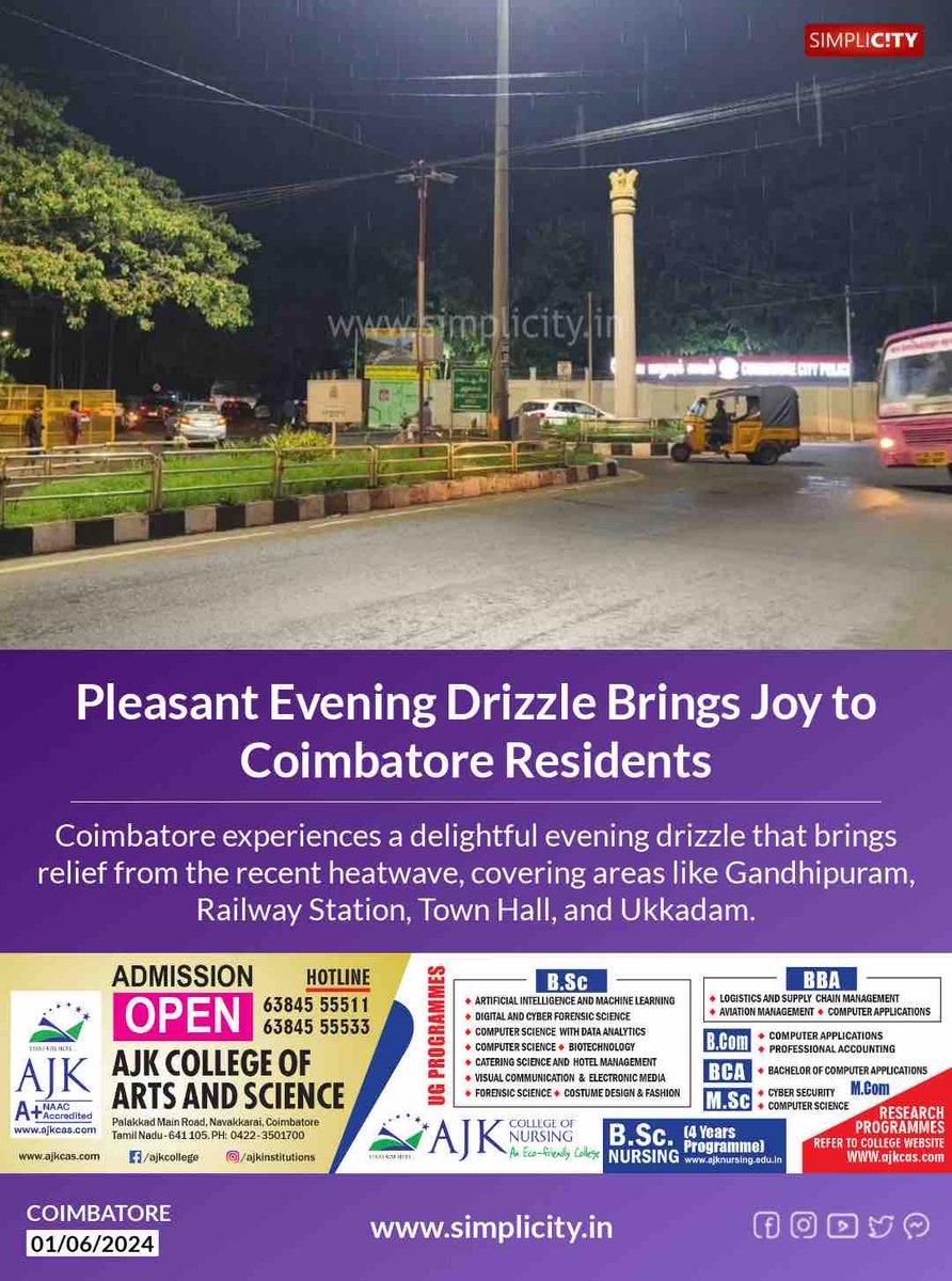 Pleasant Evening Drizzle Brings Joy to #Coimbatore Residents simplicity.in/coimbatore/eng…
