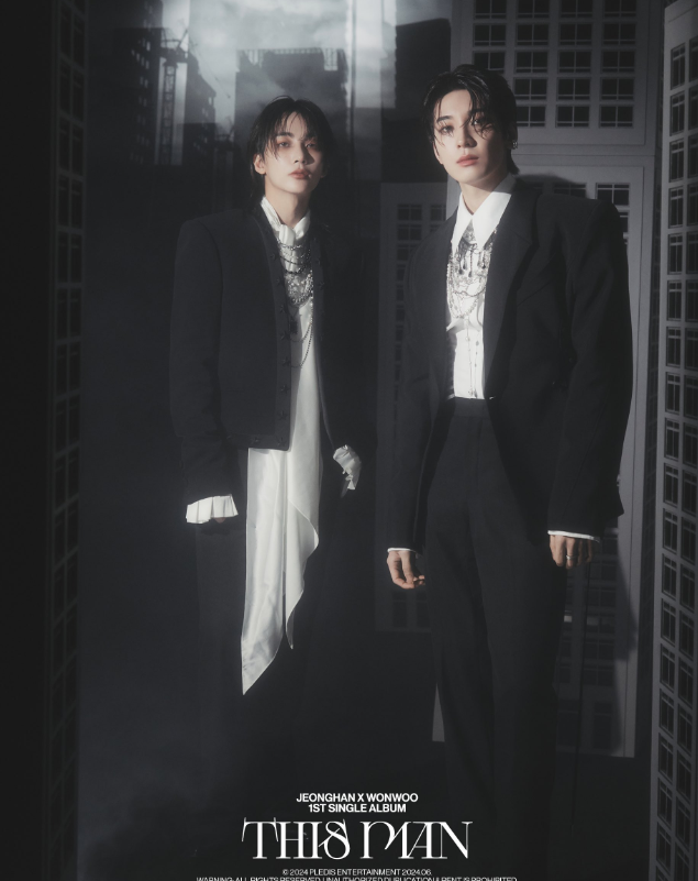 AboutMusicYT's tweet photo. SEVENTEEN's Jeonghan and Wonwoo for their album, 'This Man'. https://t.co/KbelOullRI