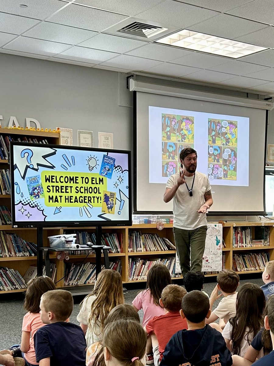 elmstmorsels's tweet image. Second graders were so lucky to meet author Mat Heagerty on Thursday!! 📚✍️🎨