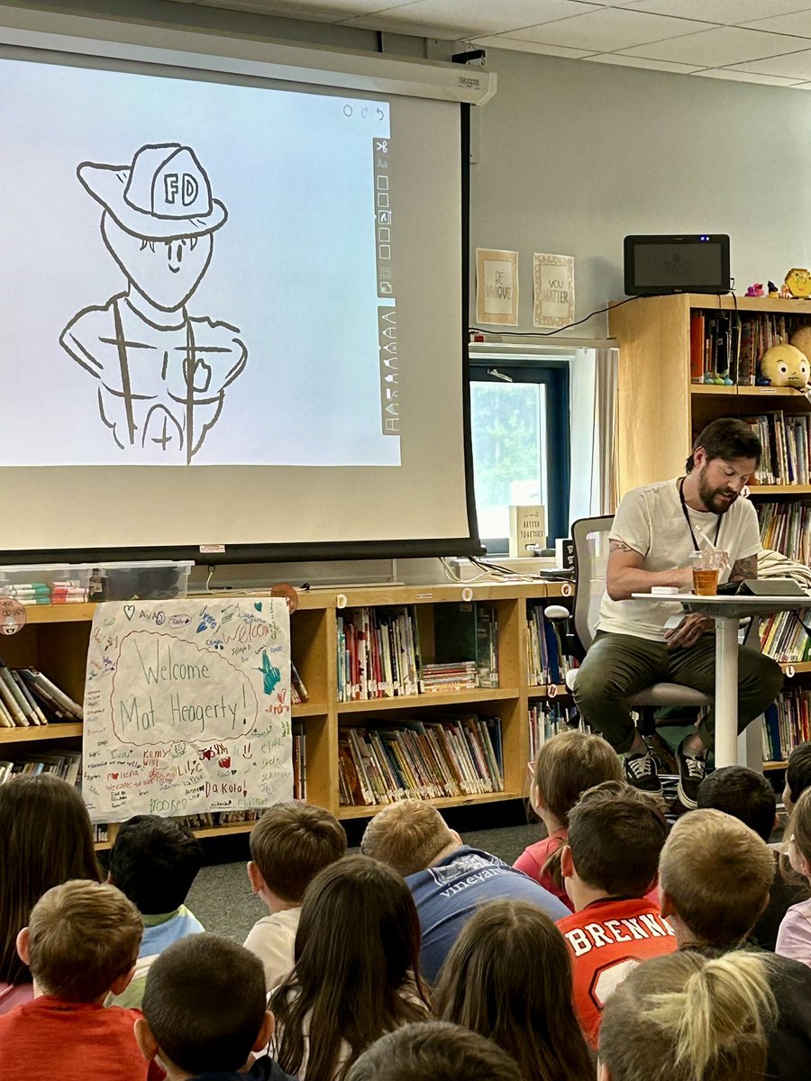 elmstmorsels's tweet image. Second graders were so lucky to meet author Mat Heagerty on Thursday!! 📚✍️🎨