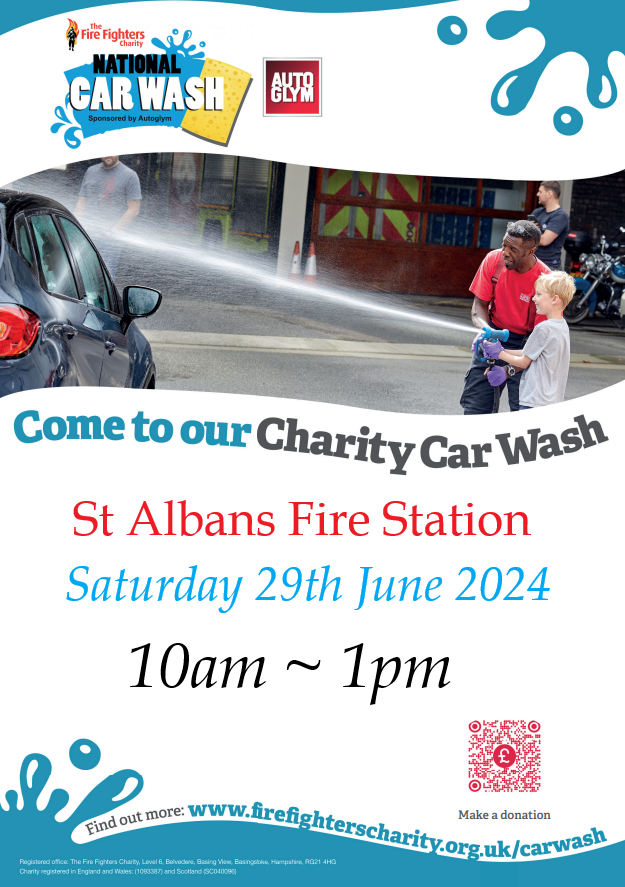 @StAlbansfire (@stalbansfire) on Twitter photo <a href="/StAlbansfire/">@StAlbansfire</a> Fire Station will be hosting a charity car wash on Saturday 29th June from 10am till 1pm.
Come get your car cleaned for a good cause and speak to them about a home fire safety visit if you need a smoke detector.
<a href="/firefighters999/">Fire Fighters Charity</a> <a href="/HertsFRSControl/">Herts Fire Control</a> @s_comerfordhfrs <a href="/StAlbansfire/">@StAlbansfire</a> Fire Station will be hosting a charity car wash on Saturday 29th June from 10am till 1pm.
Come get your car cleaned for a good cause and speak to them about a home fire safety visit if you need a smoke detector.
<a href="/firefighters999/">Fire Fighters Charity</a> <a href="/HertsFRSControl/">Herts Fire Control</a> @s_comerfordhfrs