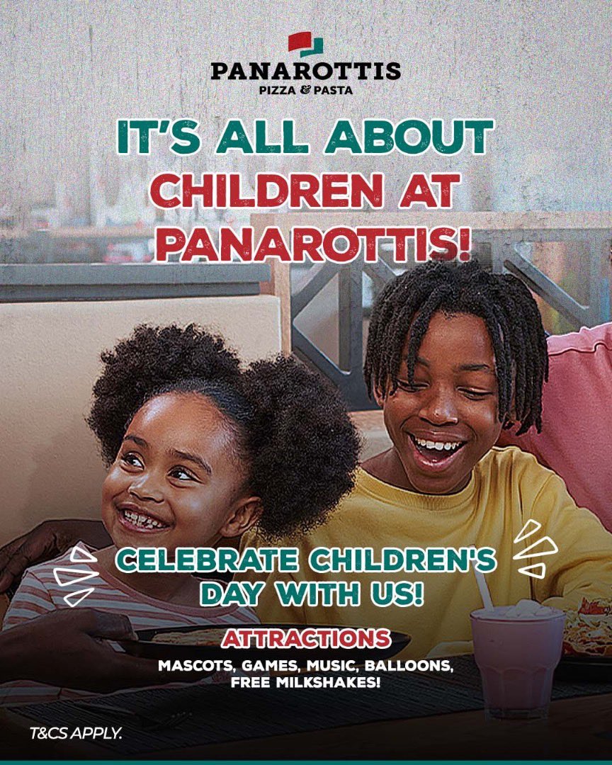 This Children's Day, we're turning up the fun at Panarottis with a celebration you don't want to miss!🔥

The first 45 children to visit any of our outlets stand the chance of winning exciting gifts! 

Come for the pizza,stay for the fun and surprises!
T&Cs apply.

#ChildrensDay