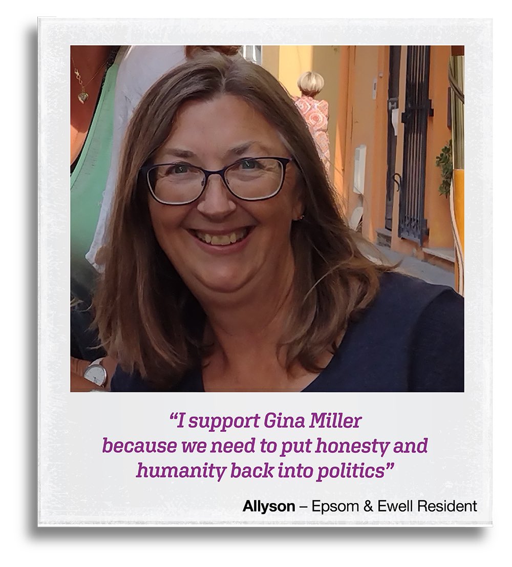 More and more voters in #EpsomAndEwell are looking for a different choice at this #GeneralElection.   Check out why so many constituents are supporting me: ➡️ GinaForEpsom.vote