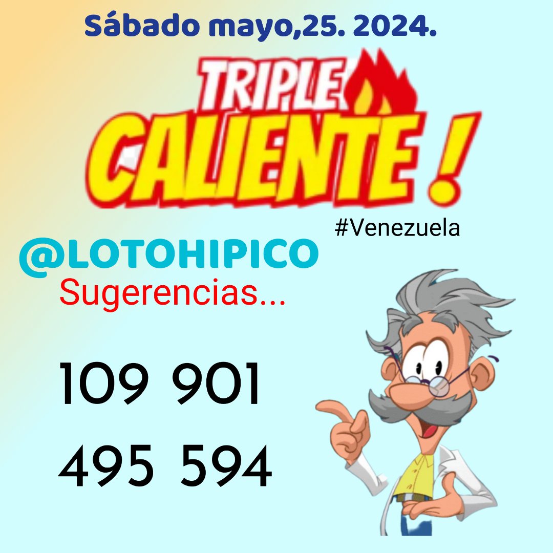lotohipico's tweet photo. Regaliitooooss... 👏😜
#SÁBADO mayo,25. 2024.
"LA PICARDIA DEL TRIPLE".
José Rodríguez Bowen.
#TRIPLE #ZULIA #CHANCE
#CARACASLEON #TACHIRA
#TUAZAR #TRIPLECALIENTE
#VENEZUELA
Suscripciones Triple ORO y VIP.
04122747506.📲 WhatsApp.
Agradezco dar un retweet https://t.co/u4ATVs3tdF
