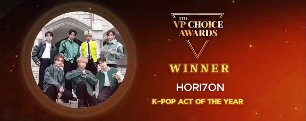 [ 🏆 AWARD ] — Big congrats to HORI7ON for snagging the 5th VP Choice Award for 'K-POP Act of the Year'! HORI7ON VP CHOICE WIN #HORI7ON_kpopactoftheyear #HORI7ON #호라이즌 #H7NPromote @HORI7ONofficial