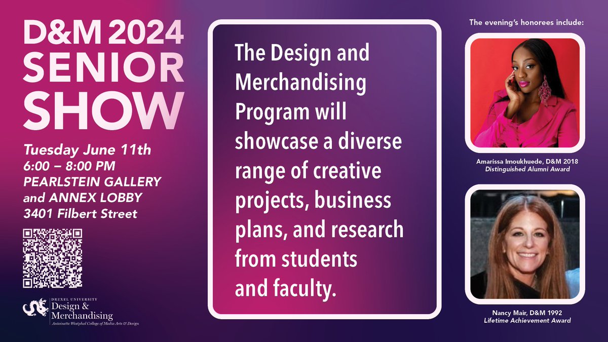 brandingjoe's tweet photo. @DrexelWestphal @drexeldandm  will have their senior showcase on June 11th!  Scan the QR code to attend! https://t.co/G2KxWS5moO