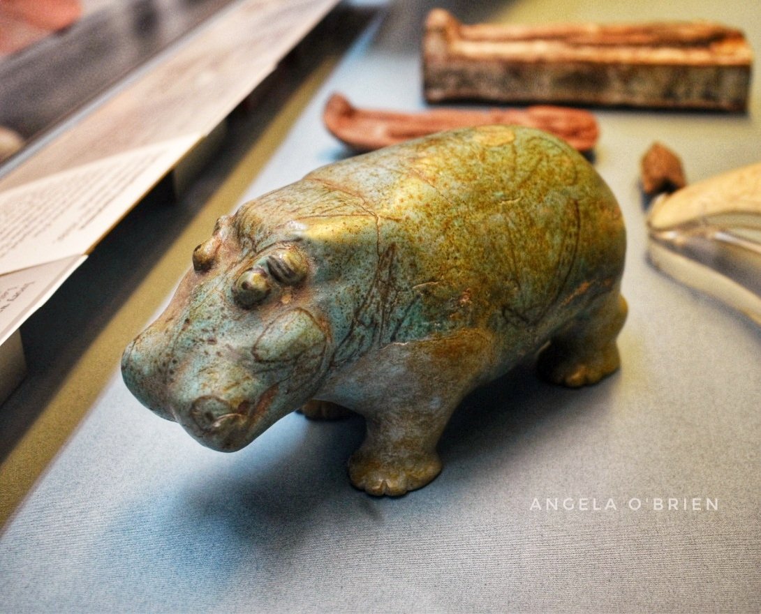 Ancient Egyptian faience hippopotamus. Middle Kingdom, c 2055-1650 BCE. Provenance unrecorded. British Museum. 📷 My own.
